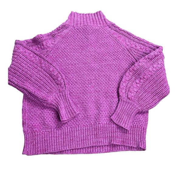 Sundance Pink Cable Knit Chunky Sweater PM Petite Mock Neck Boho Cozy Knit - Picture 7 of 7
